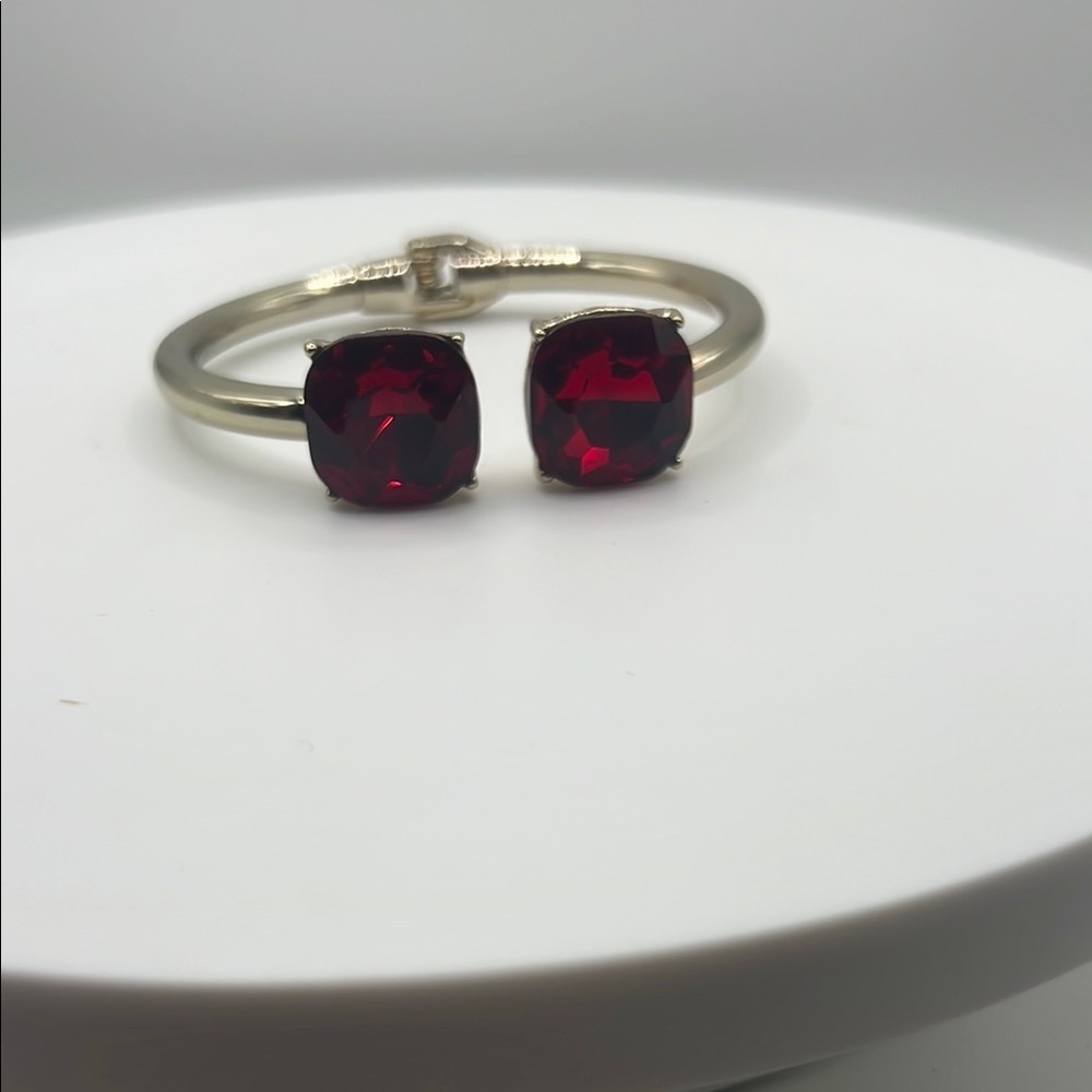 1352. Cara New York Gold Bracelet with Red Gemstones Hinge Closure - Picture 2 of 7